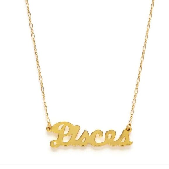ROCK N ROSE - GOLD PLATED SCRIPT ZODIAC PISCES NECKLACE - Picture 10 of 10